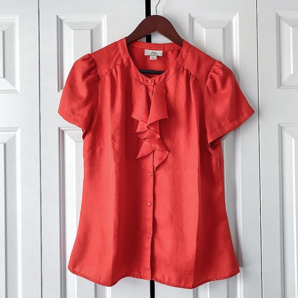 LOFT Tops - ❤Last Chance❤ Elegant LOFT Orange Ruffle Blouse